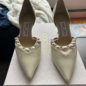 Brand New Jimmy Choo Aurelie 65 Latte/White Size 37